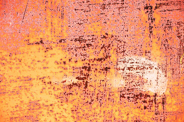 Orande rusty abstract painted metal background. texture of old p
