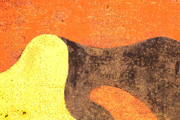Color rusty abstract painted metal background. Yellow black and