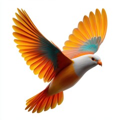Majestic bird with glowing feathers soars above a colorful landscape fantasy art