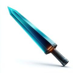 Conceptual design of a blue energy sword - futuristic digital artwork on white background