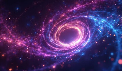 Vibrant Cosmic Vortex with Swirling Galaxies and Stellar Particles