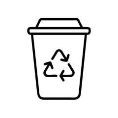 Simple Outline Icon of a Recycle Bin with Recycling Symbol, for Waste Management.

