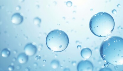 Bubbles Floating in Water with a Soft Blue Background
