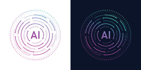 Artificial intelligence concept within rotating lines. electronic artificial intelligence interface