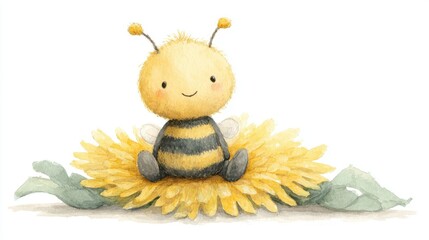 a cute baby bee sitting on a yellow dandelion flower