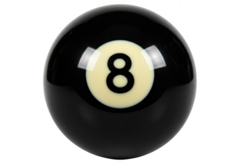 The number eight billiard ball isolated on transparent background