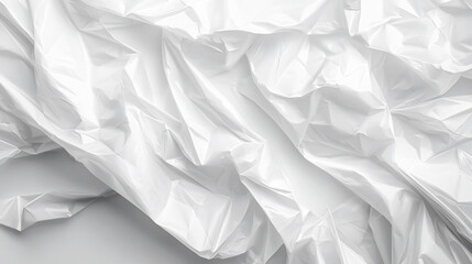 Obraz premium White plastic or polyethylene bag texture, Transparent wrinkled plastic, macro, white background