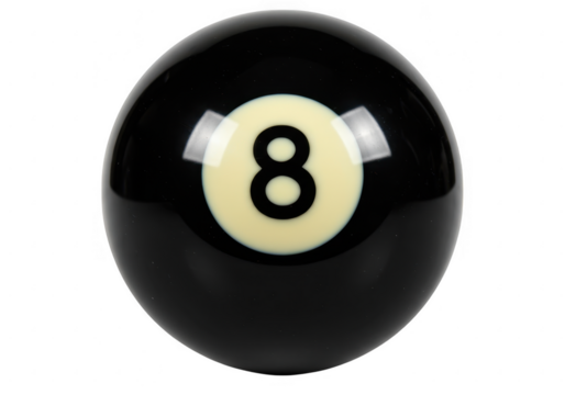 The number eight billiard ball isolated on transparent background