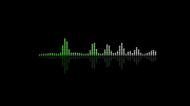 Colorful music equalizer bars reacting to song beats, wave Full HD video footage download. Animated glowing colorful audio bar spectrum Isolated on black background