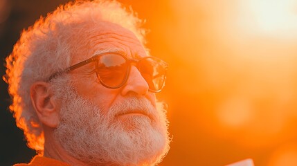 Senior Man in Sunglasses, Golden Hour Portrait