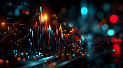 Futuristic Data Interface with Glowing Circular HUD Elements in Dark Environment perfect for AI technology branding, cybersecurity visuals, digital dashboards and sci-fi concept art