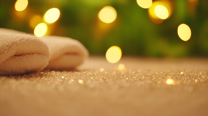 Luxury Spa Towels & Glitter Bokeh Lights