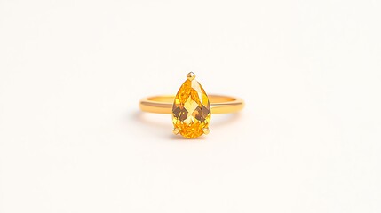 Gold Pear Cut Yellow Gemstone Ring