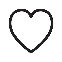 Simple outline of a heart shape in black silhouette vector icon.