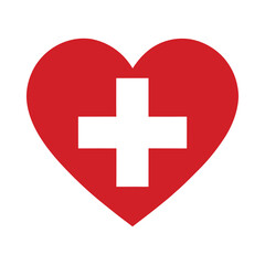 Obraz premium Heart with a Swiss Cross on White Background 