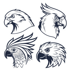 Obraz premium Striking eagle tattoo designs featuring majestic eagle heads, a powerful set of eagles capturing the essence of freedom and strength