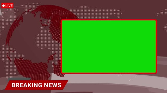 Green Screen Breaking News, Global Earth rotating Digital World News Studio for Live News report, Background with Blue Color. Global Earth rotating Digital World, intro, tv