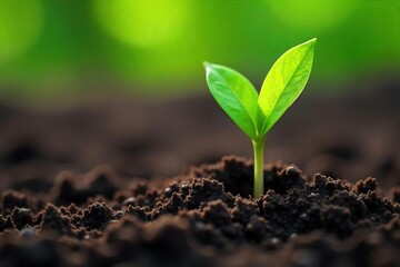 Vibrant Green Sprout Emerging from Soil A Symbol of New Life and Growth
