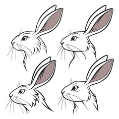 Obraz premium Cute cartoon vector set of happy rabbits for Easter holiday illustration