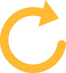 Circular arrow symbol with pointed end and rounded tail refresh repeat