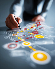 ERP software business operation. Database performance. Integration strategy. Strategic ERP integration roadmap illustration