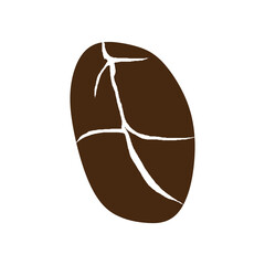 illustration of a crunchy coffee bean, in dark brown color