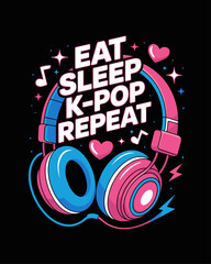 Eat sleep k Pop Repeat vector illustration