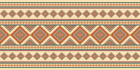Southwest Native seamless pattern ethnic tribal Aztec geometric Navajo Native American fabric colorful design vector for textile print