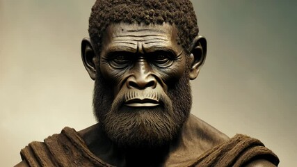 Australopithecus anamensis bust rotating and zooming - Powered by Adobe