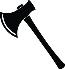 Black silhouette of a sharp axe head and handle