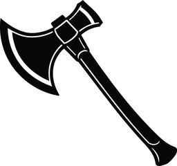 Black silhouette vector graphic of a mighty battle axe