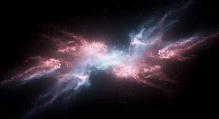 Pink nebula with energy waves flowing through the nebula cloud