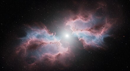 Pink nebula with energy waves flowing through the nebula cloud