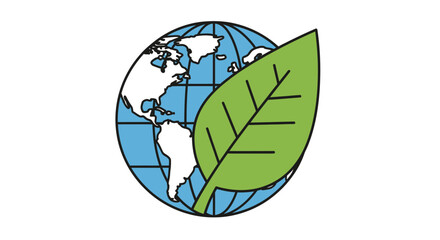 Obraz premium Globe with Continents and a Green Leaf Symbolizing Environmental Awareness