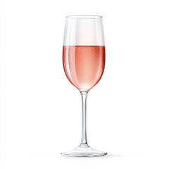 sparkling rose in tall glass, on white background.