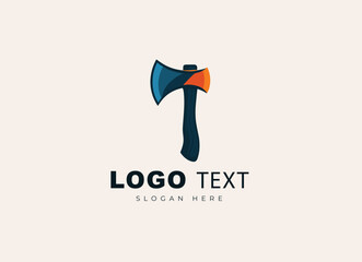 Minimalist axe logo for carpentry, lumberjack services, and woodworking business branding