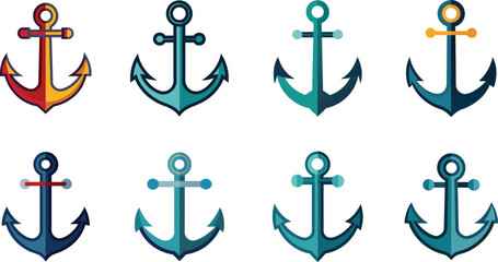 Collection of Various Anchor Designs with Different Colors and Styles and Shapes