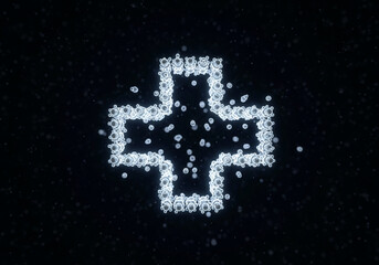 Obraz premium Abstract Glowing Cross Symbol Digital Art, Particle Design