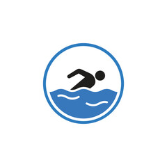 Swimmer in Water Circle Icon