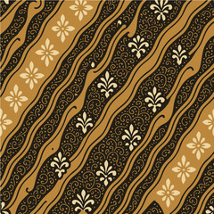 Classic  seamless Javanese floral Batik Textile Vector Design