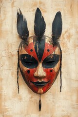 a ceremonial tribal mask carved from dark wood