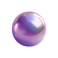A lustrous sphere catches light in violet, lavender, and rose hues, featuring a smooth, metallic finish on a transparent backdrop, transparent background