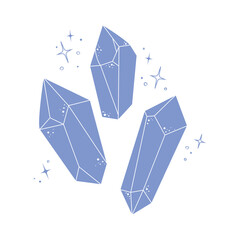 Shimmering crystals, ice, quartz, diamonds of various shapes, with glare. Elements of mysticism, magic, and witchcraft.
