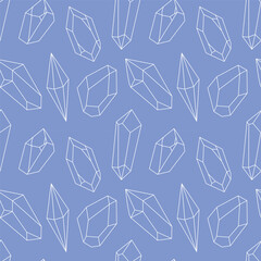 Seamless crystal pattern, minimalist design with different shaped gems. Linear pattern