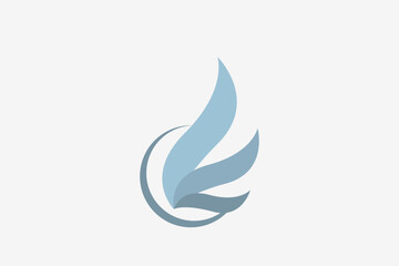 Three blue wings in circle logo 