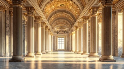 Obraz premium Grand royal hall with marble columns high resolution picture