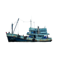 Fishing boat isolated on white background.