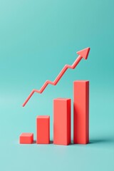 Fototapeta premium investment tools with bar graph floating above, pastel background