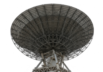 Large satellite dish antenna isolated on transparent background