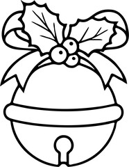 vector line art illustration of christmas bells, isolated on white